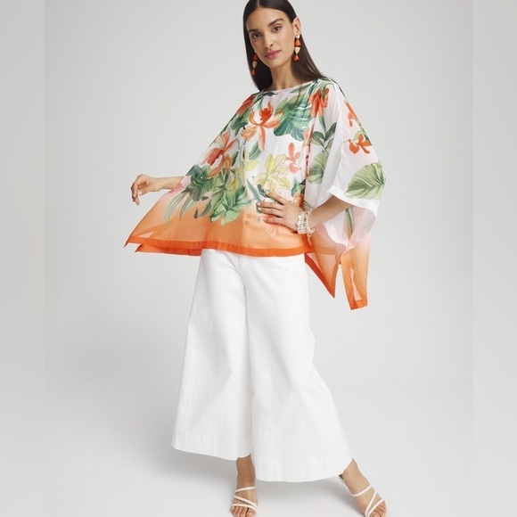 Floral Ombre Poncho - Picture 1 of 4